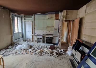 Ouvrir le salon et la cuisine en cassant la cloison, rue de Fécamp, Paris 12