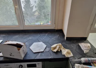 Cuisine pendant les travaux de rénovations, avenue de Verdun, Vanves