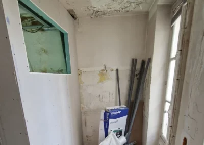 Vue de de la chambre principale avec la nouvelle cloison, rue de Fécamp, Paris 12